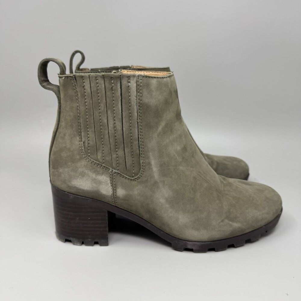 Vionic Wilma Olive Nubuck Ankle Boots Waterproof Women's Size 7.5 Fall Winter